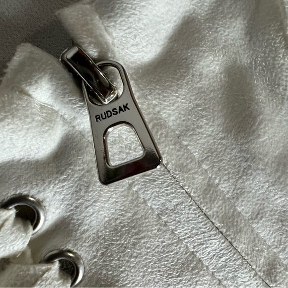 NEW Rudsak White Midwest Blouse Shirt with Suede Tassels Women’s Size Small - Picture 4 of 11